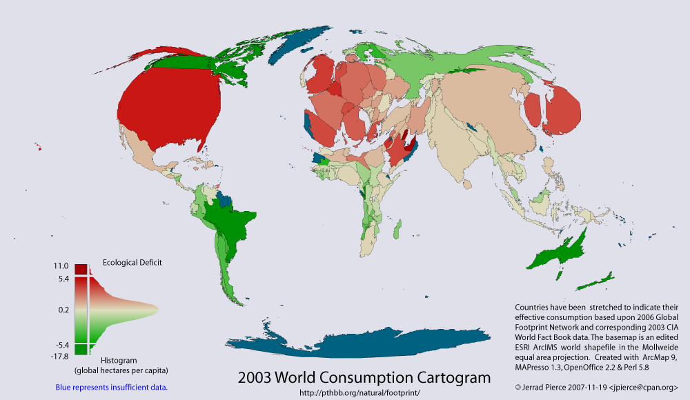 2003年　世界の水消費量マップ