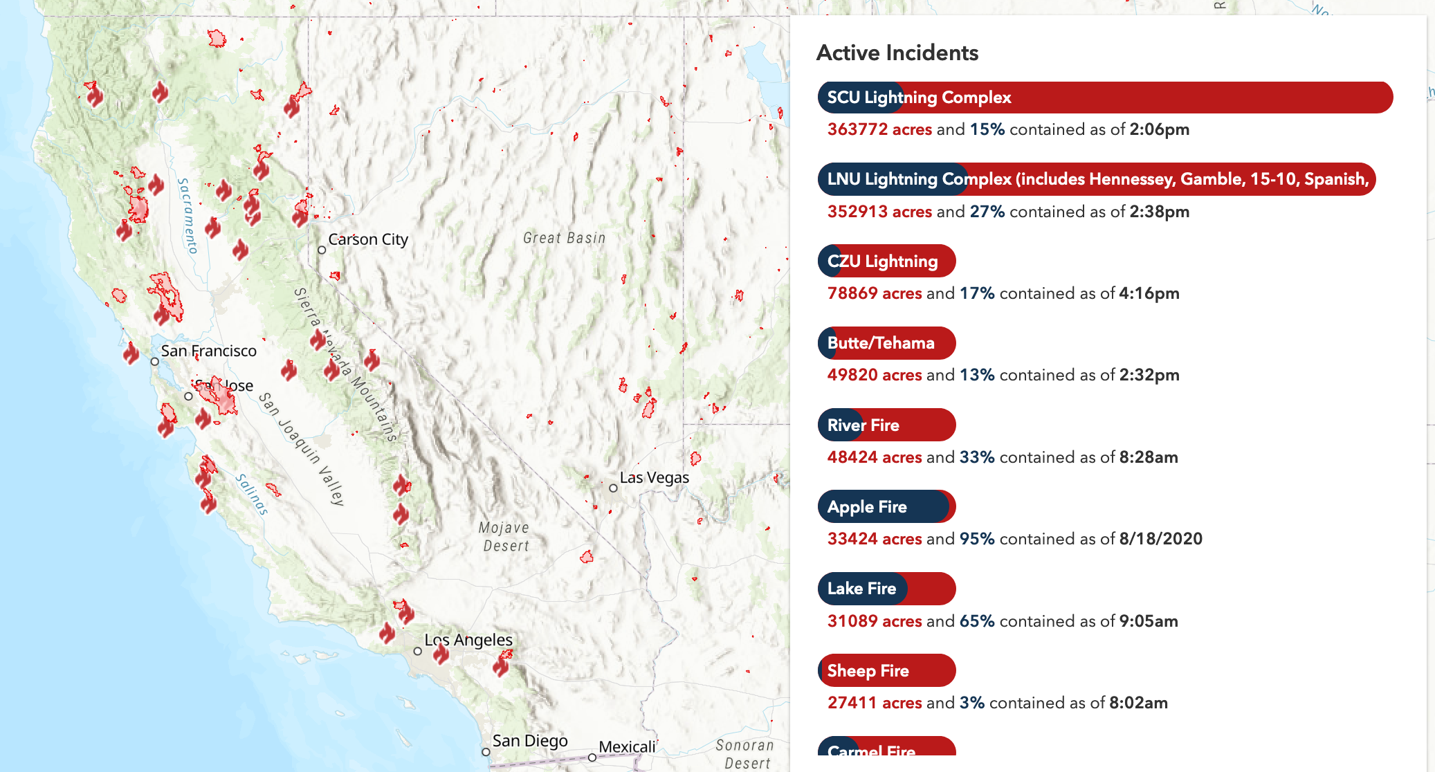 【アメリカ】カリフォルニア州大規模山火事、すでに61万haの森林を焼失。10万人以上が避難 2